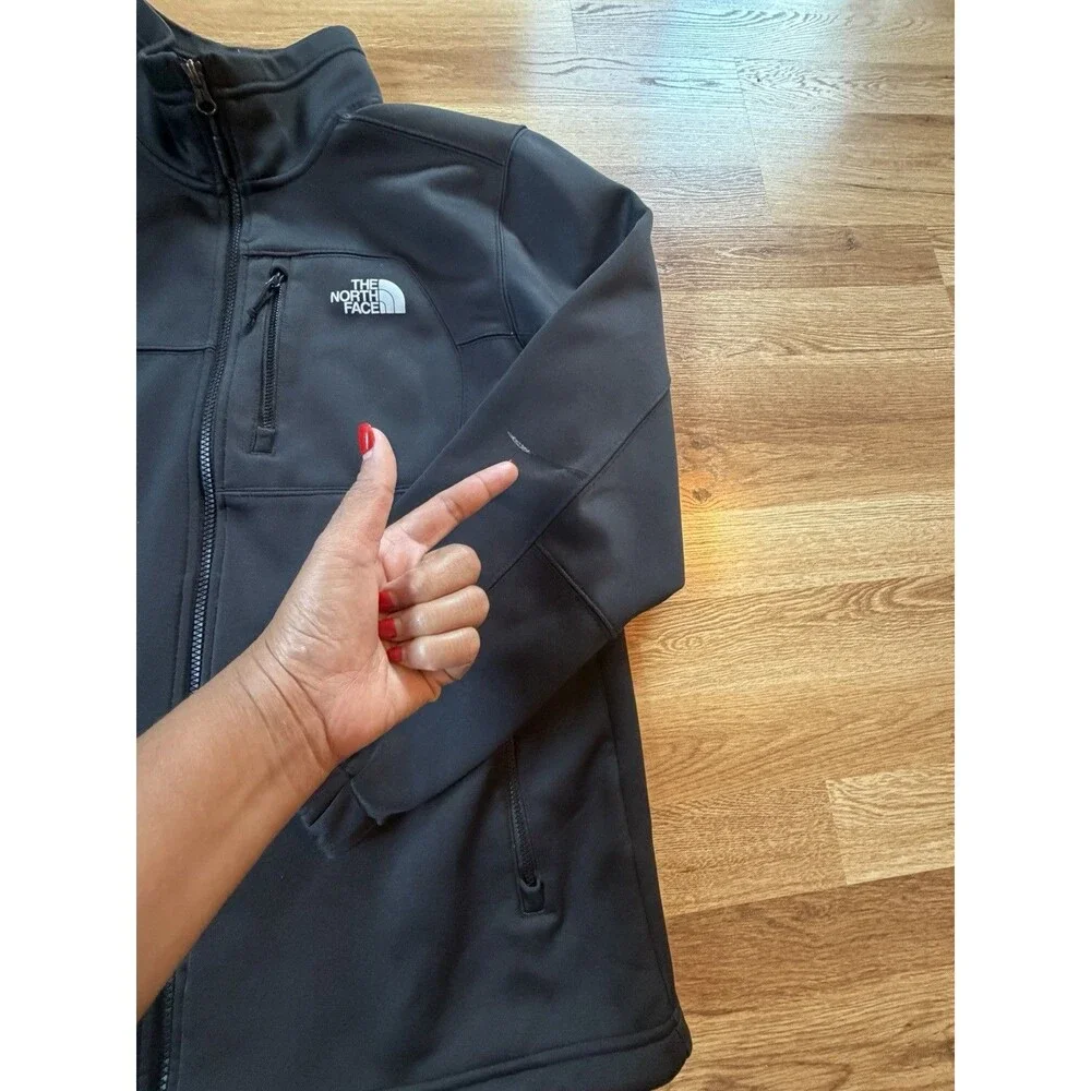 The North Face Apex Jacket Mens Large Black Softshell Windbreaker Full Zip Sz L